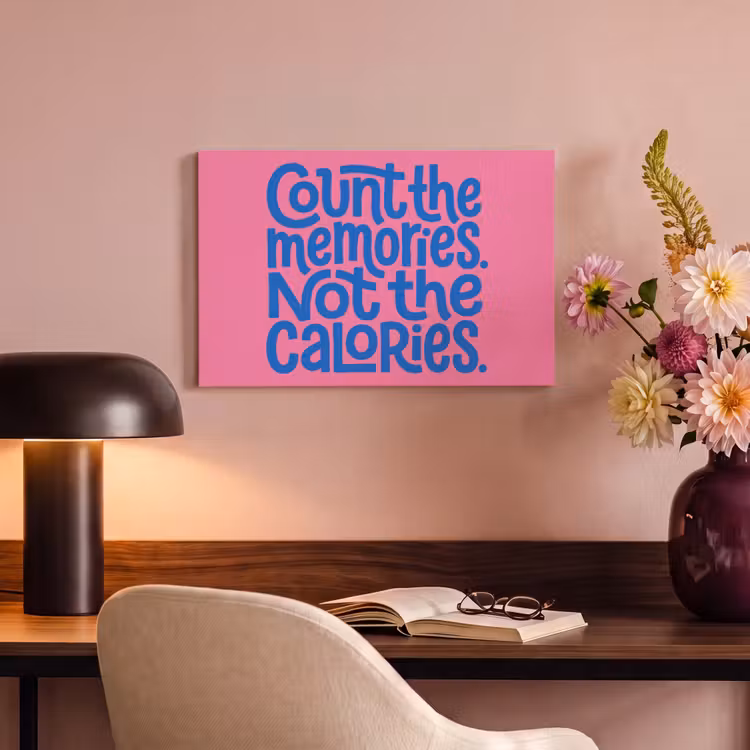 Memories - Roze - Blauw - Quote canvas 2cm klein -sfeer4