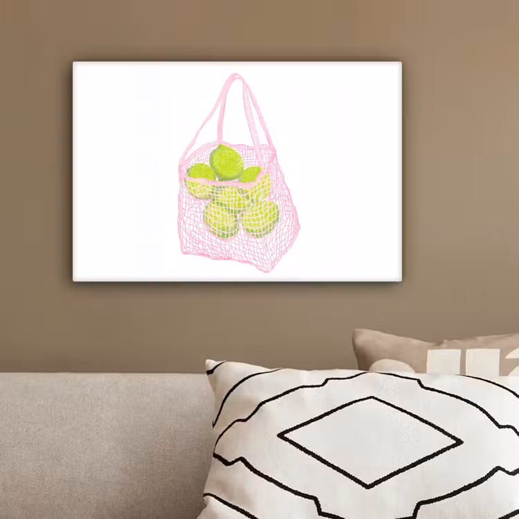 Netzakje - Roze - Illustratie - Limoenen canvas 2cm klein -sfeer3