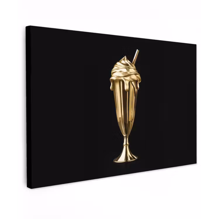 Milkshake - Goud - Drinken - Zwart canvas 2cm klein -z3d