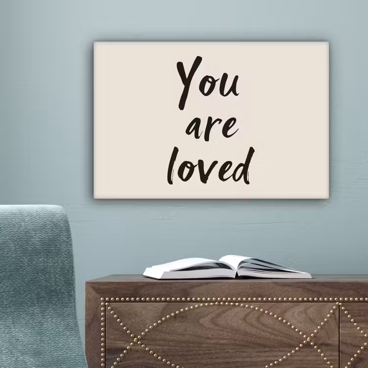 Minimalistisch - Beige - Love canvas 2cm klein -sfeer4
