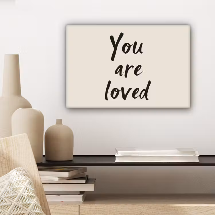 Minimalistisch - Beige - Love canvas 2cm klein -sfeer6