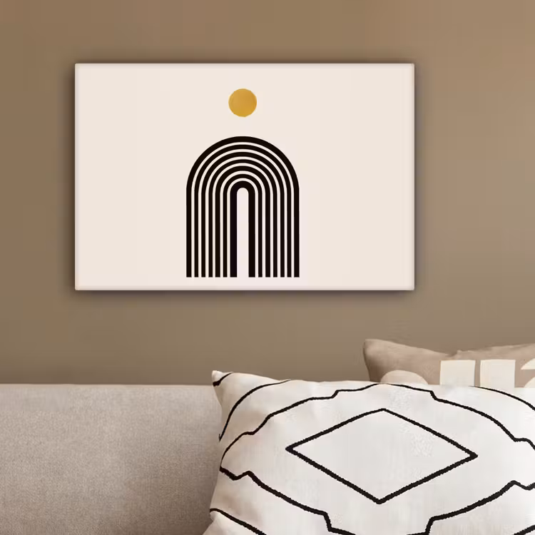 Minimalistisch - Zwarte boog - Gouden cirkel canvas 2cm klein -sfeer3