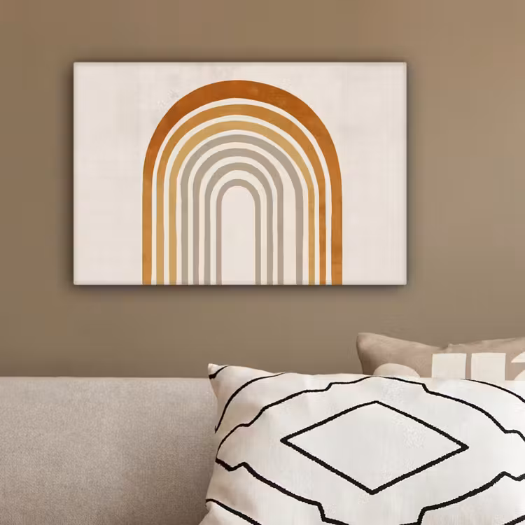 Minimalistisch - Boog - Lijnen - Beige canvas 2cm klein -sfeer3