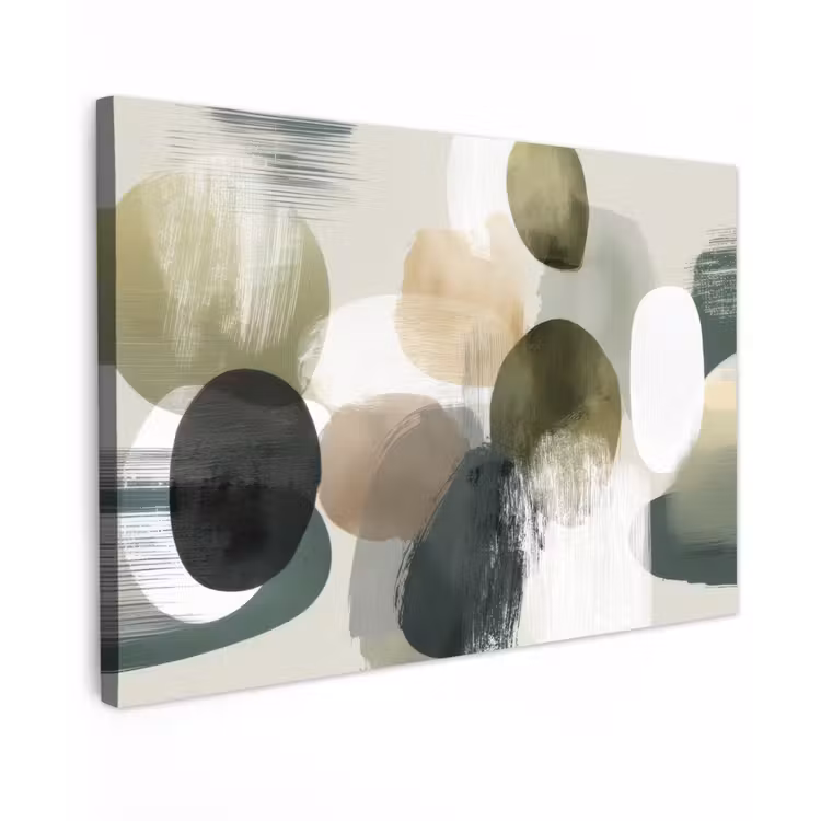 Minimalistisch - Cirkels - Penseelstreken - Beige canvas 2cm klein -z3d