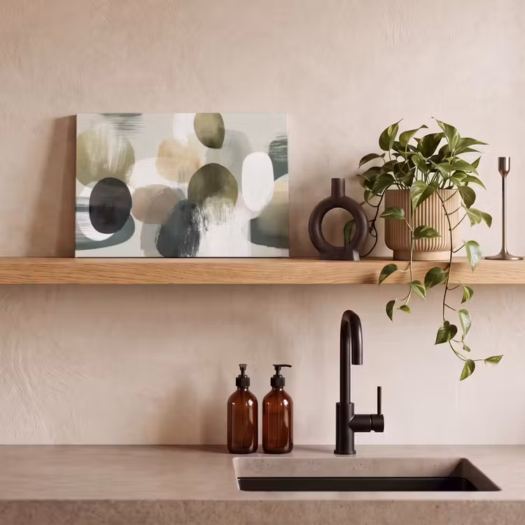 Minimalistisch - Cirkels - Penseelstreken - Beige canvas 2cm klein -sfeer3