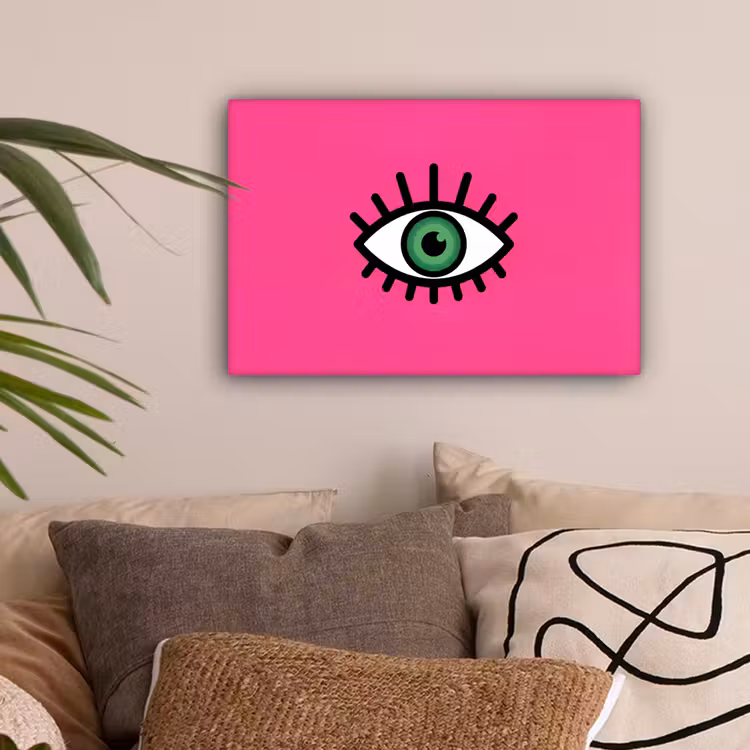 Minimalistisch - Oog - Roze canvas 2cm klein -sfeer1