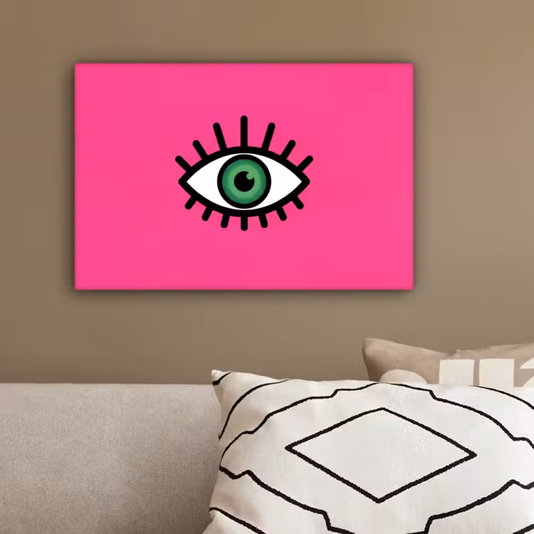 Minimalistisch - Oog - Roze canvas 2cm klein -sfeer3