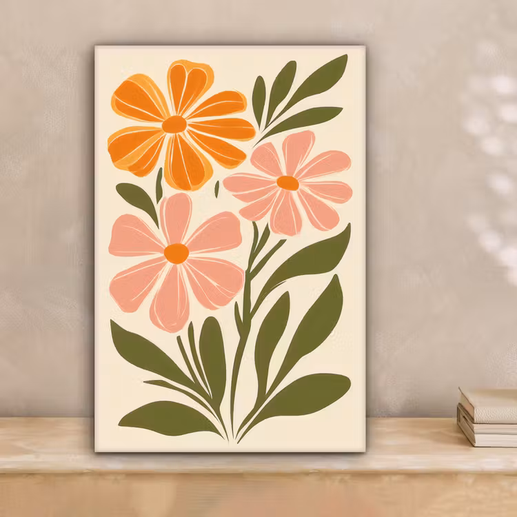 Minimalistisch - Bloemen - Bladeren - Roze canvas 2cm klein -sfeer1