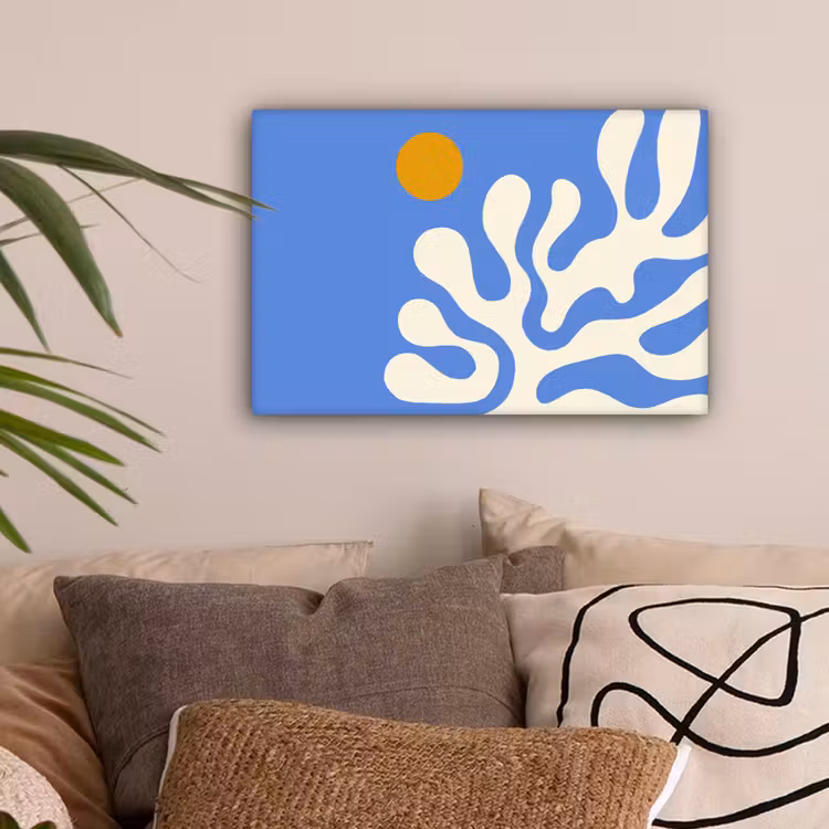 Minimalistisch - Organisch patroon - Blauw canvas 2cm klein -sfeer1