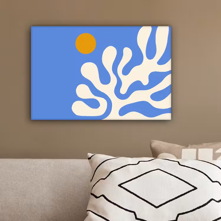 Minimalistisch - Organisch patroon - Blauw canvas 2cm klein -sfeer3