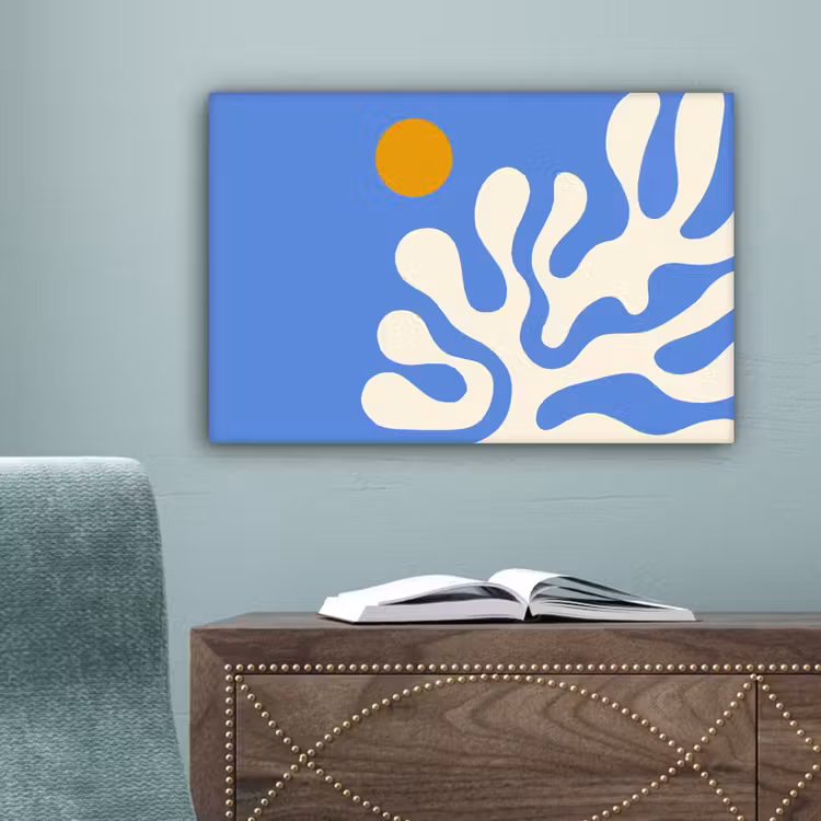Minimalistisch - Organisch patroon - Blauw canvas 2cm klein -sfeer4
