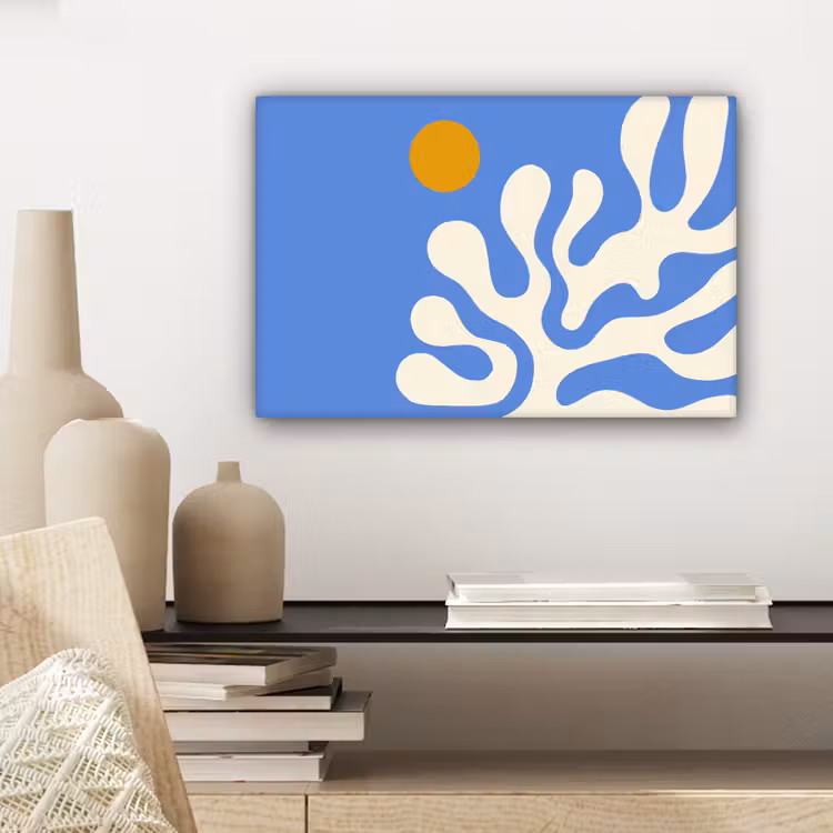 Minimalistisch - Organisch patroon - Blauw canvas 2cm klein -sfeer6