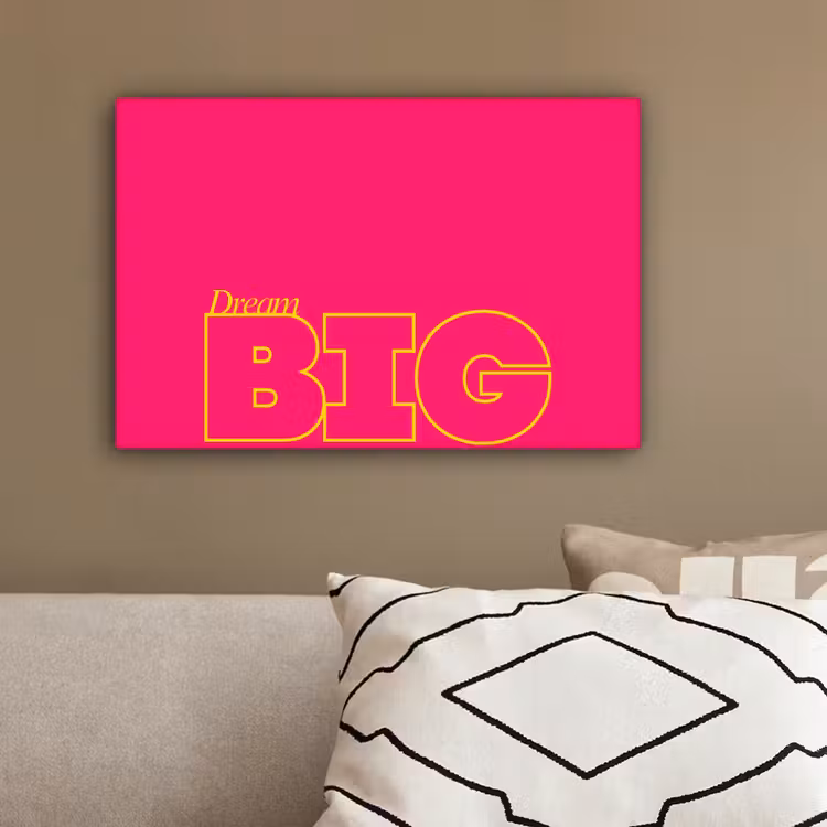 Minimalistisch - Roze - Dream big - Grafisch canvas 2cm klein -sfeer3