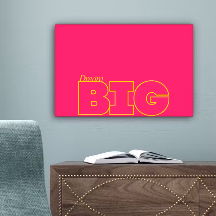 Minimalistisch - Roze - Dream big - Grafisch canvas 2cm klein -sfeer4