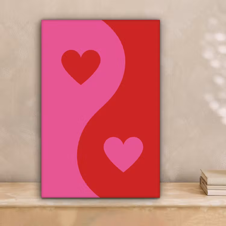 Minimalistisch - Rood - Roze - Hartjes canvas 2cm klein -sfeer1