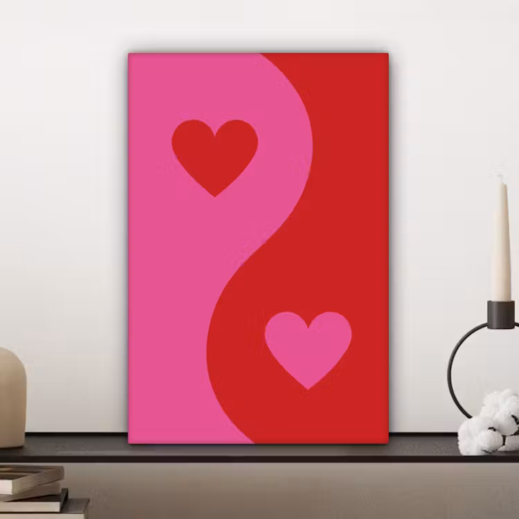 Minimalistisch - Rood - Roze - Hartjes canvas 2cm klein -sfeer6
