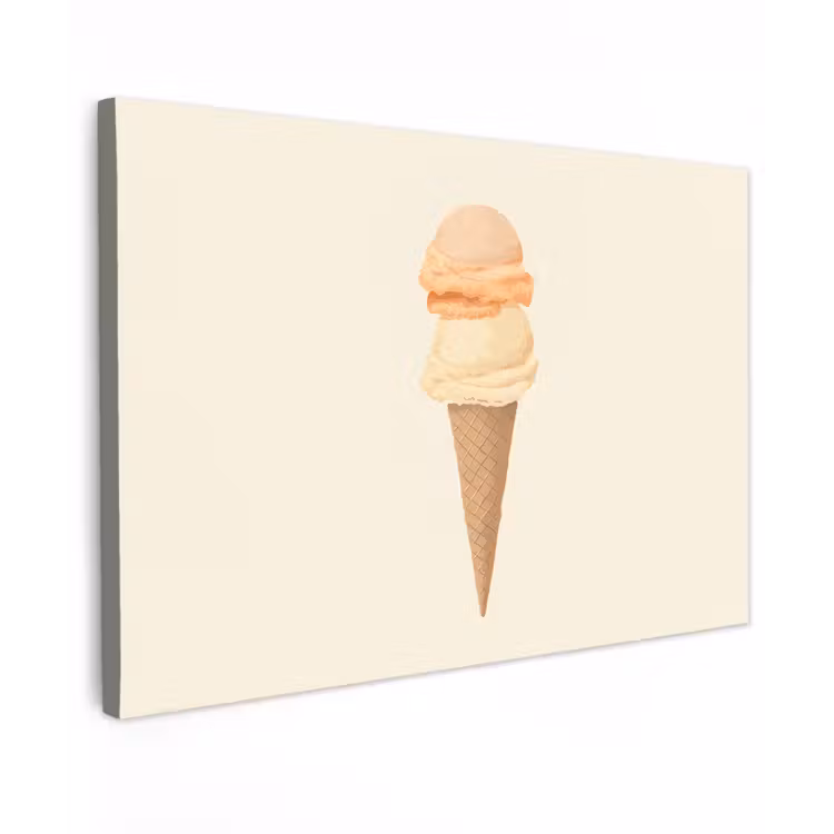 Minimalistisch - Schepijs - Hoorntje - Beige canvas 2cm klein -z3d