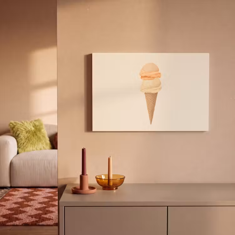 Minimalistisch - Schepijs - Hoorntje - Beige canvas 2cm klein -sfeer1