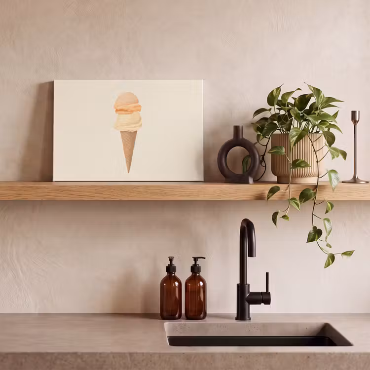 Minimalistisch - Schepijs - Hoorntje - Beige canvas 2cm klein -sfeer3