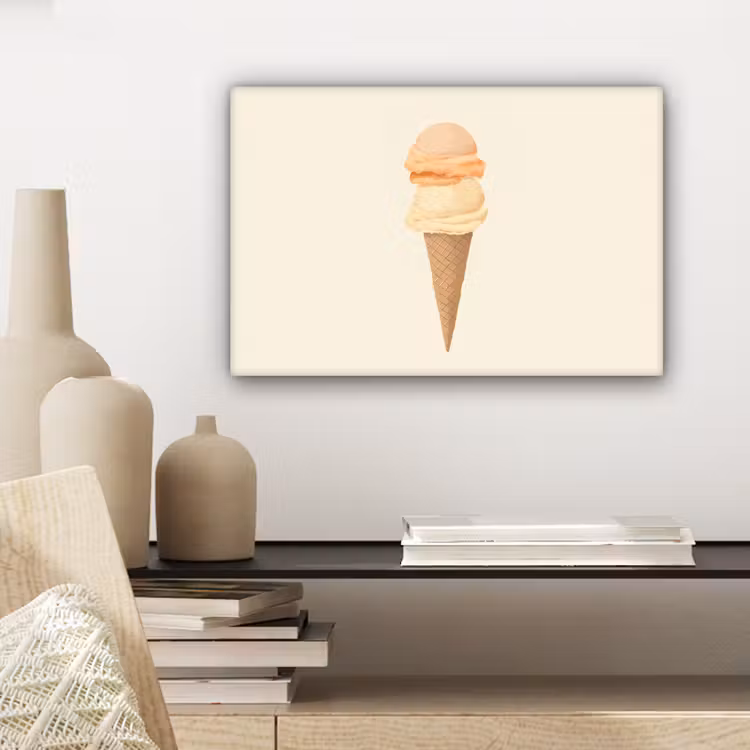 Minimalistisch - Schepijs - Hoorntje - Beige canvas 2cm klein -sfeer6