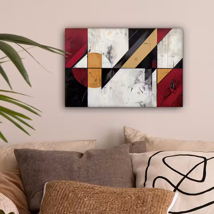 Modern - Abstract - Geometrisch - Rood - Industrieel canvas 2cm klein -sfeer1