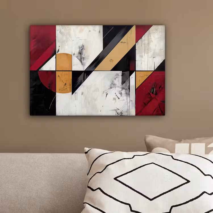 Modern - Abstract - Geometrisch - Rood - Industrieel canvas 2cm klein -sfeer3
