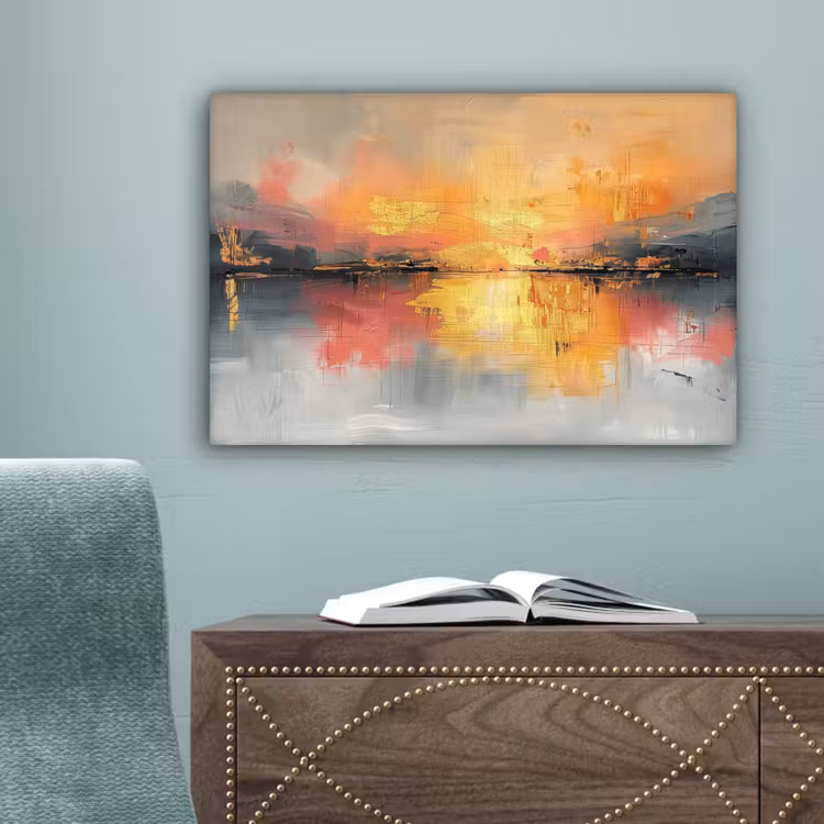 Modern - Abstract - Goud - Roze canvas 2cm klein -sfeer4