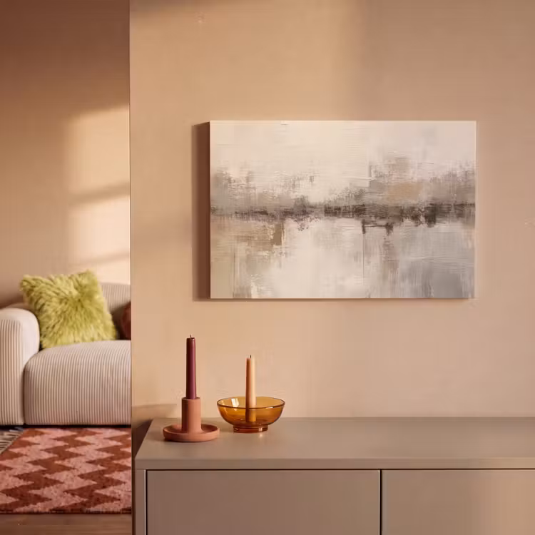 Moderne kunst - Abstract - Beige canvas 2cm klein -sfeer1