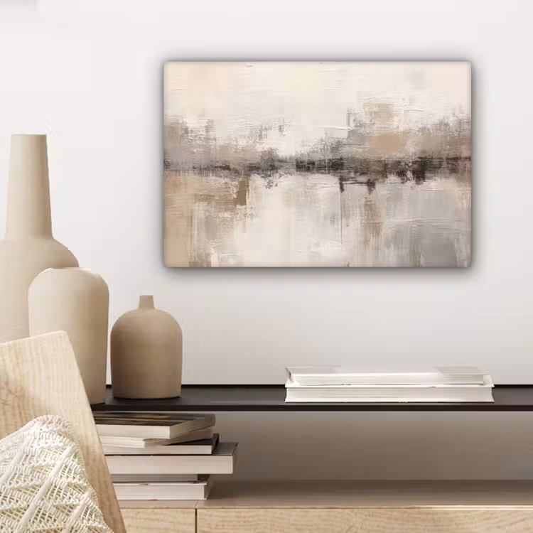 Moderne kunst - Abstract - Beige canvas 2cm klein -sfeer6