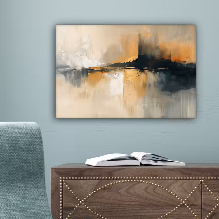 Moderne kunst - Abstract - Zwart canvas 2cm klein -sfeer4