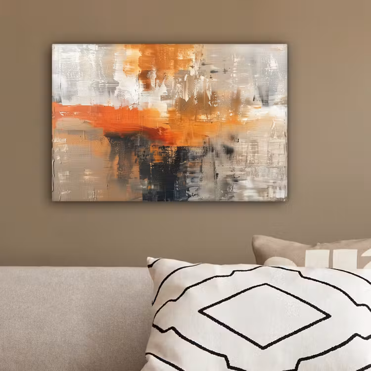 Moderne kunst - Abstract - Goud - Grijs canvas 2cm klein -sfeer3
