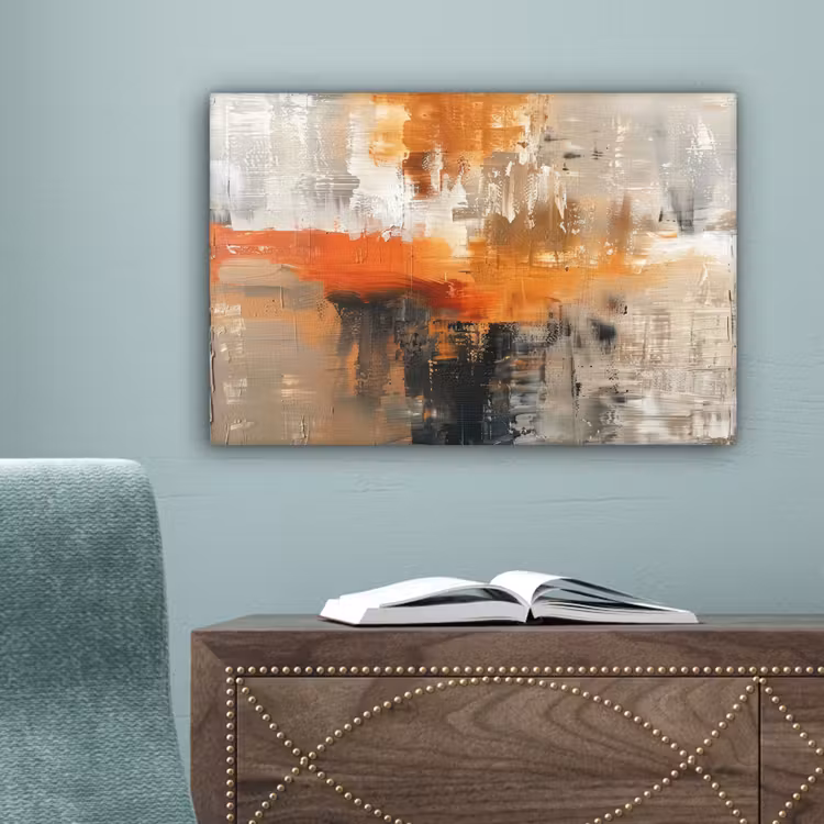 Moderne kunst - Abstract - Goud - Grijs canvas 2cm klein -sfeer4
