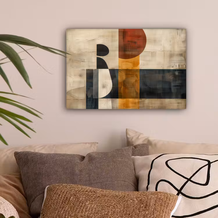 Modern - Kunst - Beige - Industrieel canvas 2cm klein -sfeer1