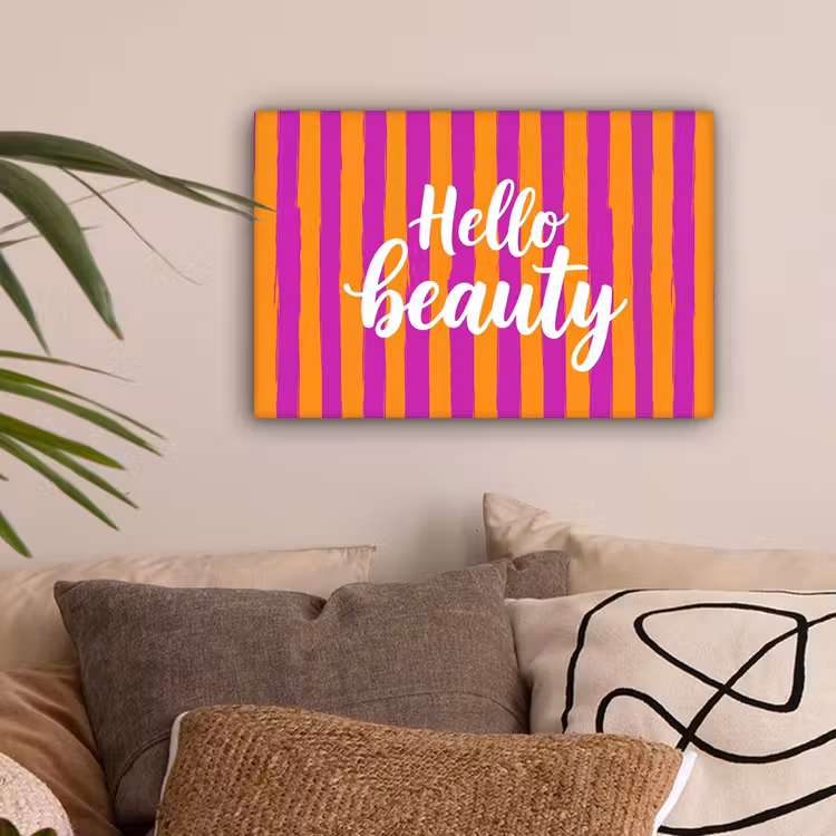 Modern - Hello - Oranje canvas 2cm klein -sfeer1