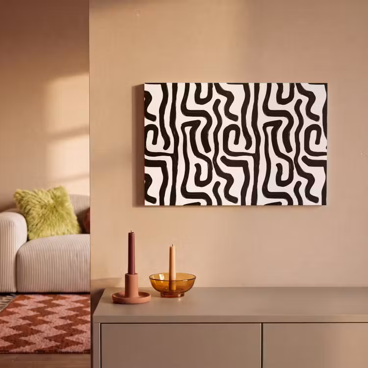 Modern - Lijnen - Zwart canvas 2cm klein 34 -sfeer1