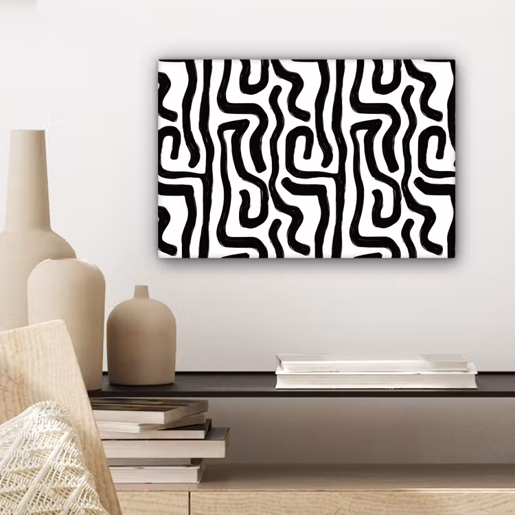 Modern - Lijnen - Zwart canvas 2cm klein 34 -sfeer6