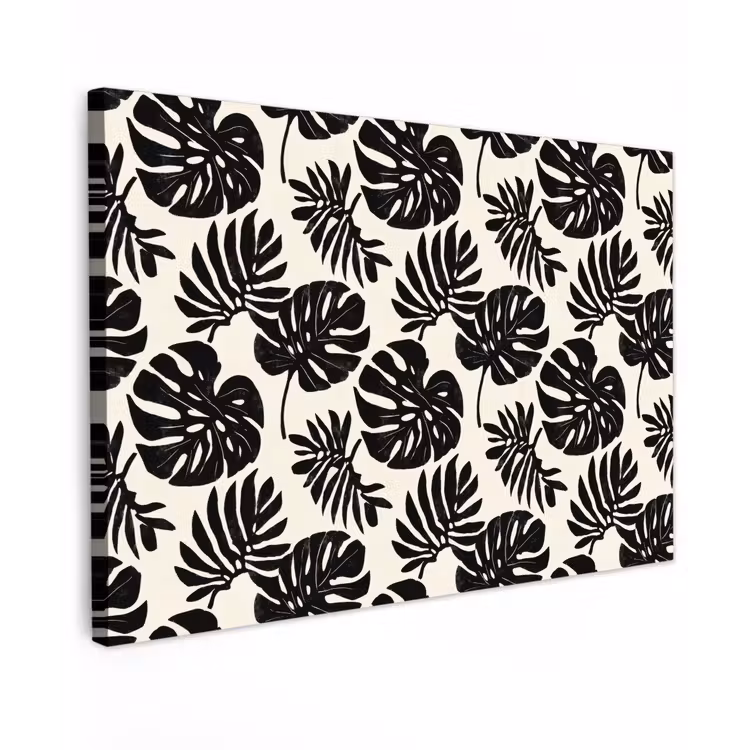 Modern - Monstera - Zwart canvas 2cm klein 34 -z3d
