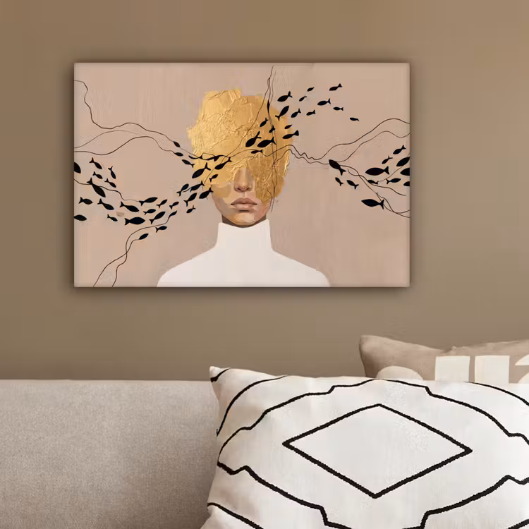 Modern - Vrouw - Goud canvas 2cm klein -sfeer3