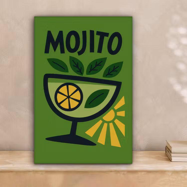 Mojito - Cocktail - Citroen - Groen canvas 2cm klein -sfeer1