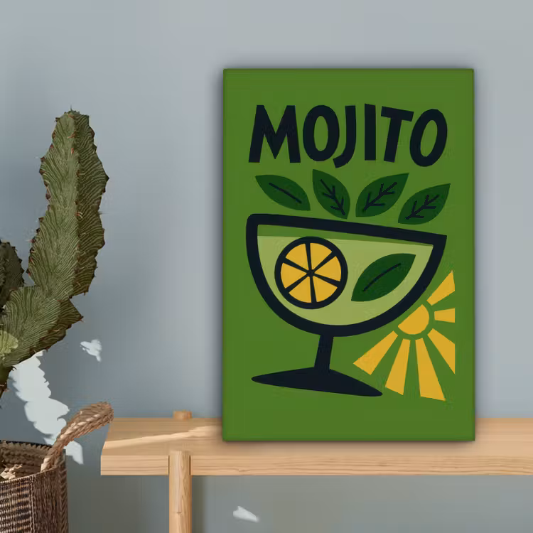 Mojito - Cocktail - Citroen - Groen canvas 2cm klein -sfeer4