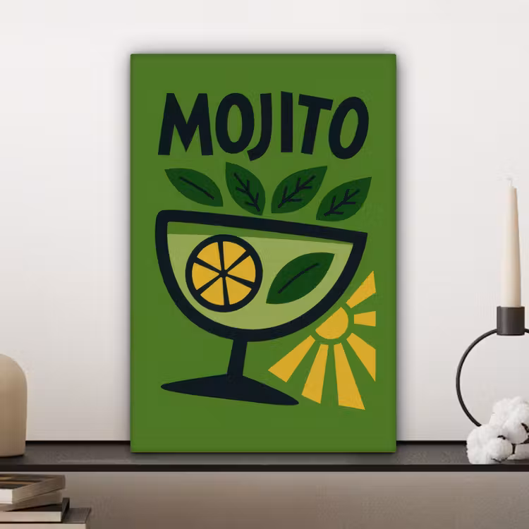 Mojito - Cocktail - Citroen - Groen canvas 2cm klein -sfeer6