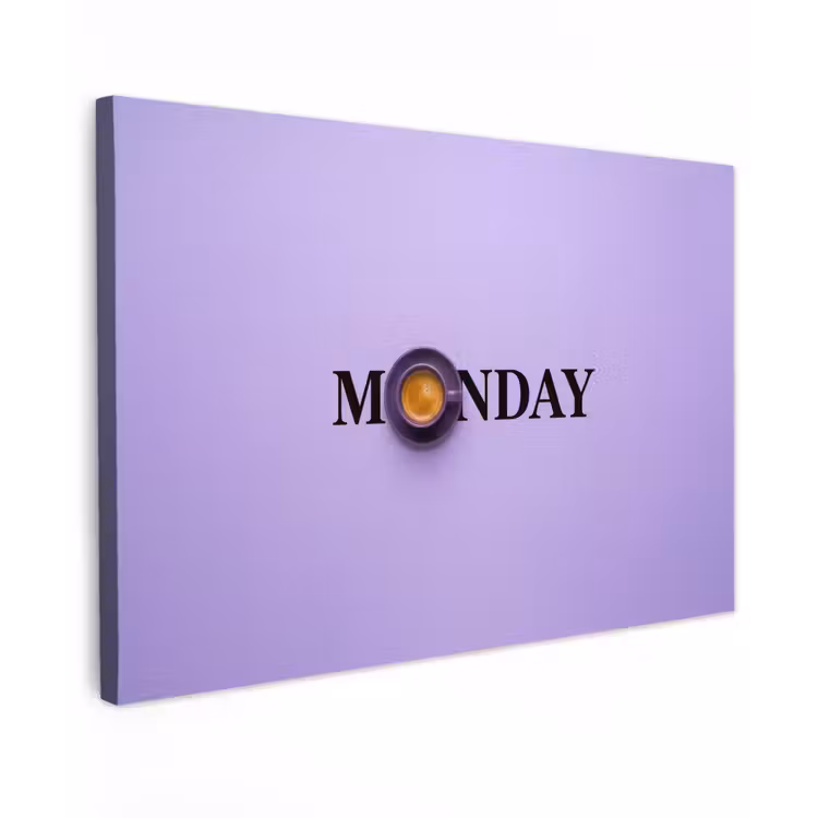 Maandag - Mok - Koffie - Paars canvas 2cm klein -z3d