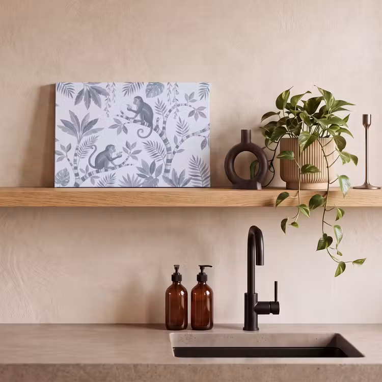 Aap - Boom - Bladeren - Jungle - Illustratie canvas 2cm klein -sfeer3