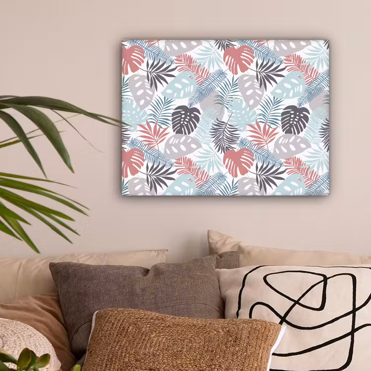 Monstera - Pastel - Bladeren - Tropical canvas 2cm klein -sfeer1