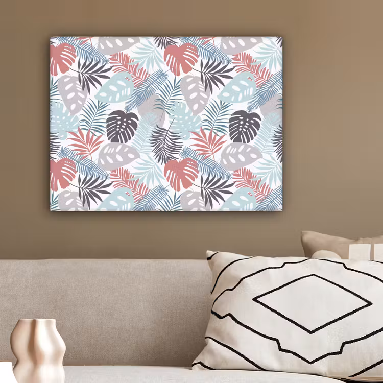 Monstera - Pastel - Bladeren - Tropical canvas 2cm klein -sfeer3