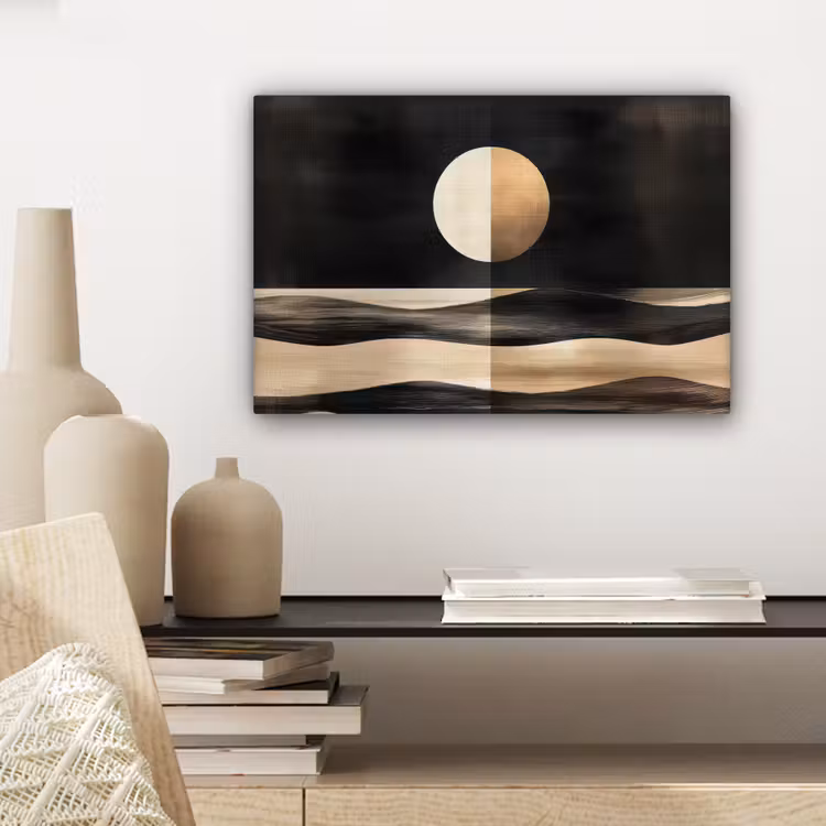 Maan - Cirkel - Goud canvas 2cm klein -sfeer6