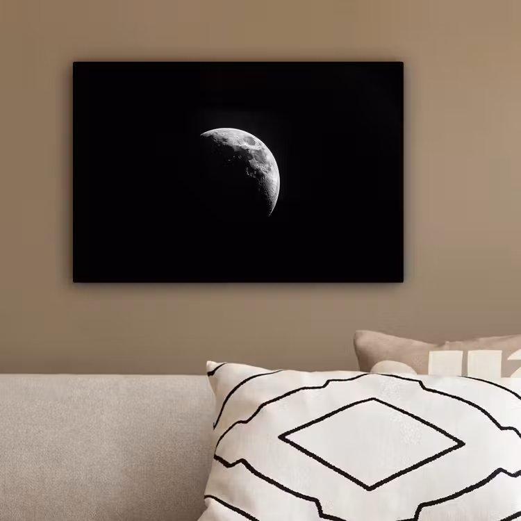 Maan - Hemel - Zwart - Schaduw canvas 2cm klein -sfeer3