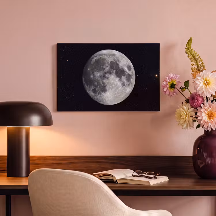 Canvas Print - Moon - Stars - Space - Maan - Sterren - Ruimte canvas 2cm klein