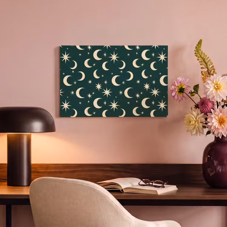 Manen - Sterren - Groen canvas 2cm klein 34 -sfeer4