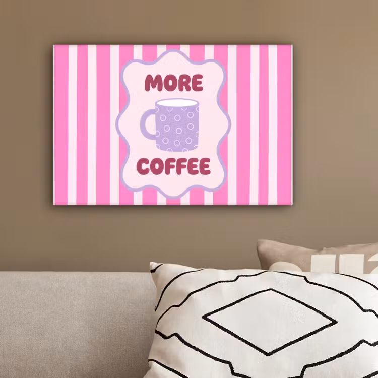 More coffee - Roze - Paars - Strepen - Mok canvas 2cm klein -sfeer3